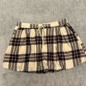 Aerie Plaid Drawstring Mini Bubble Skirt